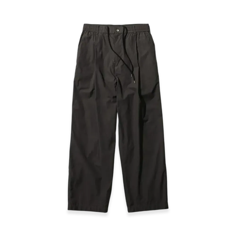 ATON Shrink Cotton Lawn Loose Fit Pants "Dark Brown"
