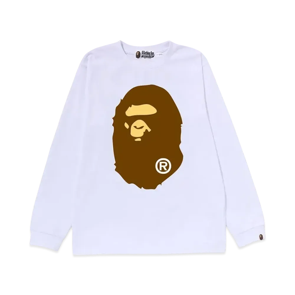 A BATHING APE Big Ape Head Ls Tee "White"