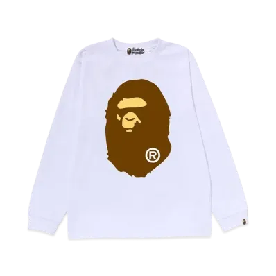 A BATHING APE Big Ape Head Ls Tee "White"
