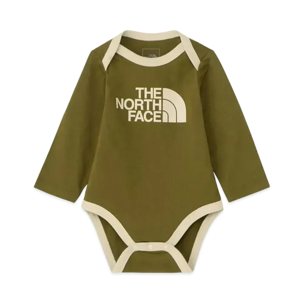 The North Face Baby Long Sleeve Cotton Rompers "Forest Olive"