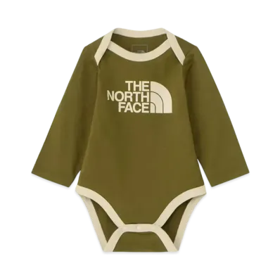 The North Face Baby Long Sleeve Cotton Rompers "Forest Olive"