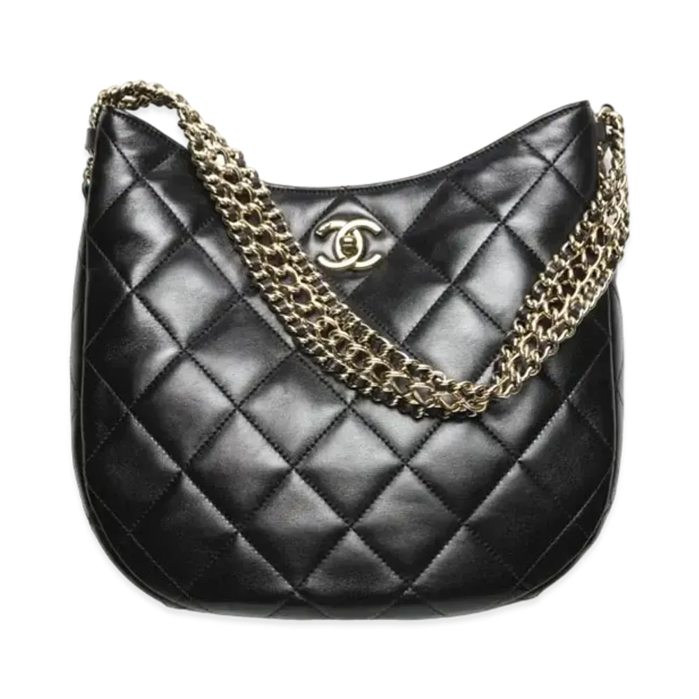CHANEL Hobo Bag Lambskin "Black"