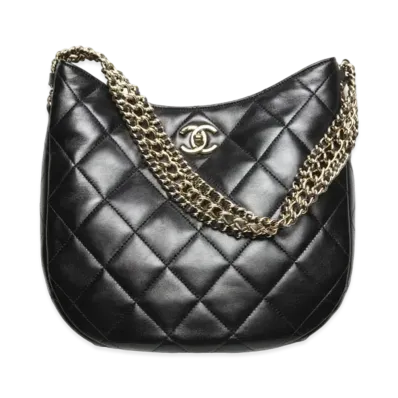 CHANEL Hobo Bag Lambskin "Black"