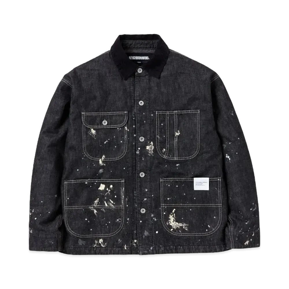 NEIGHBORHOOD Corduroy Collar Washed Coverall Jacket "Black"