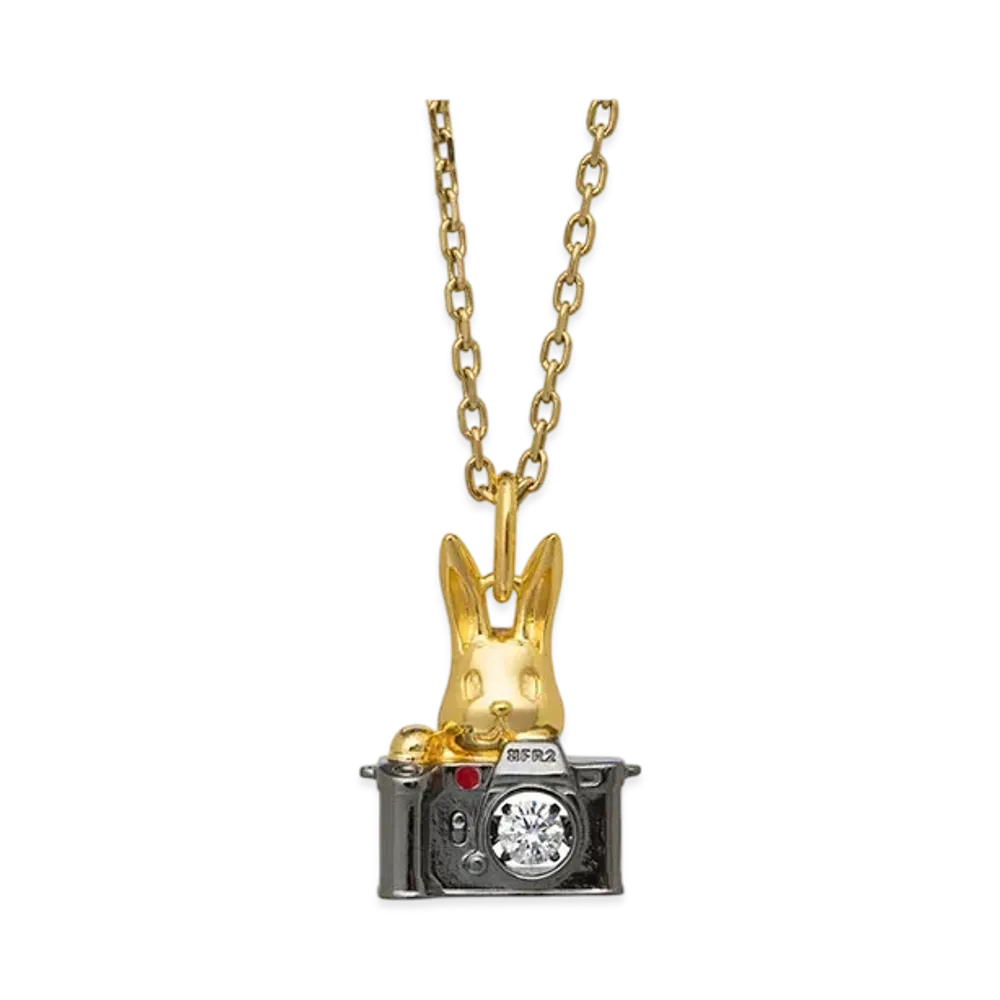 FR2 Dancing Stone Photographer Rabbit Necklace "Gold"