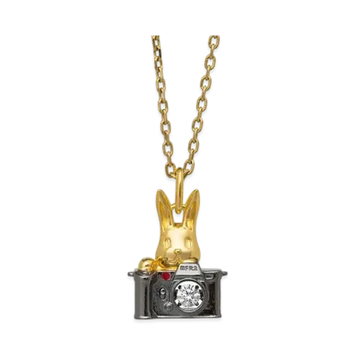 FR2 Dancing Stone Photographer Rabbit Necklace "Gold"