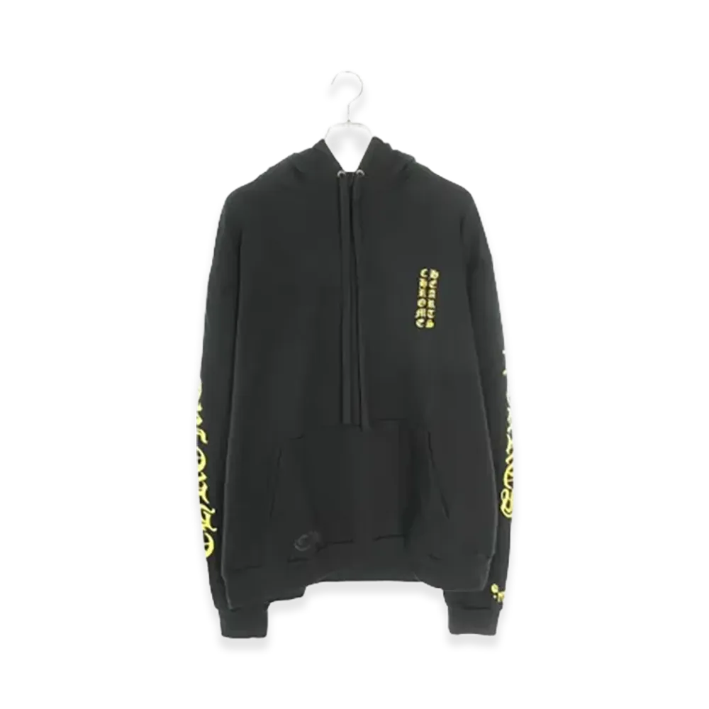 Chrome Hearts Vertical Logo Glitter Hoodie "Black/Gold"