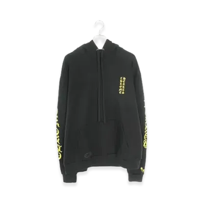 Chrome Hearts Vertical Logo Glitter Hoodie "Black/Gold"