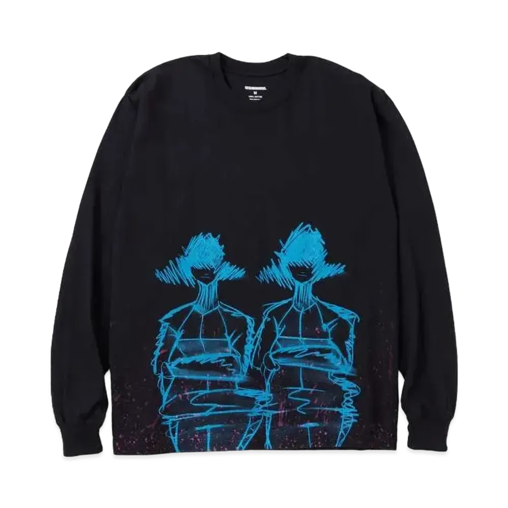 NEIGHBORHOOD NH x TAKU OBATA . Tee LS-4 "Black"