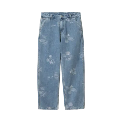 Carhartt WIP Stamp Pant "Stamp Print Blue(Bleached)"