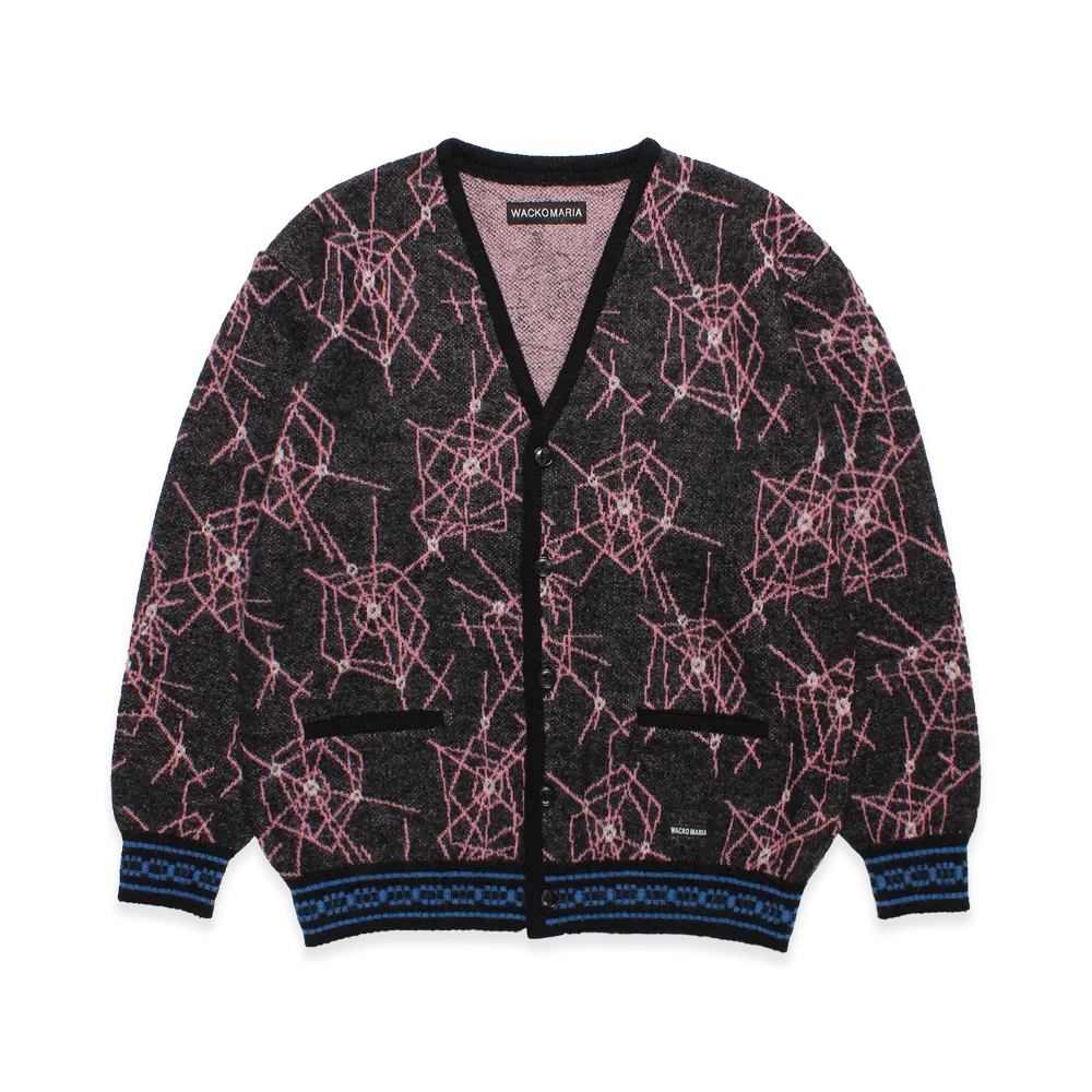 WACKO MARIA Jacquard Mohair Knit Cardigan "Black/Pink"