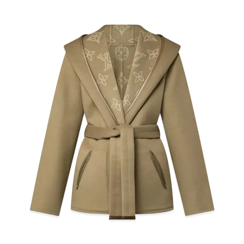 Louis Vuitton Reversible Signature Short Hooded Wrap Coat Monogram Mahina "Dark Olive"