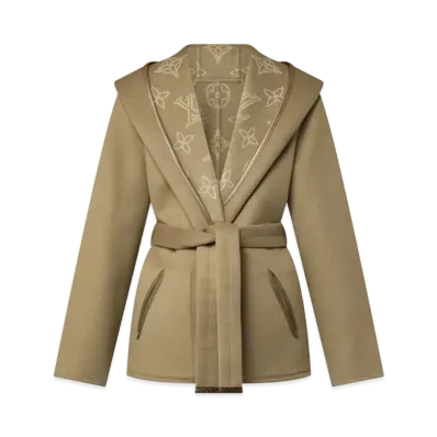 Louis Vuitton Reversible Signature Short Hooded Wrap Coat Monogram Mahina "Dark Olive"