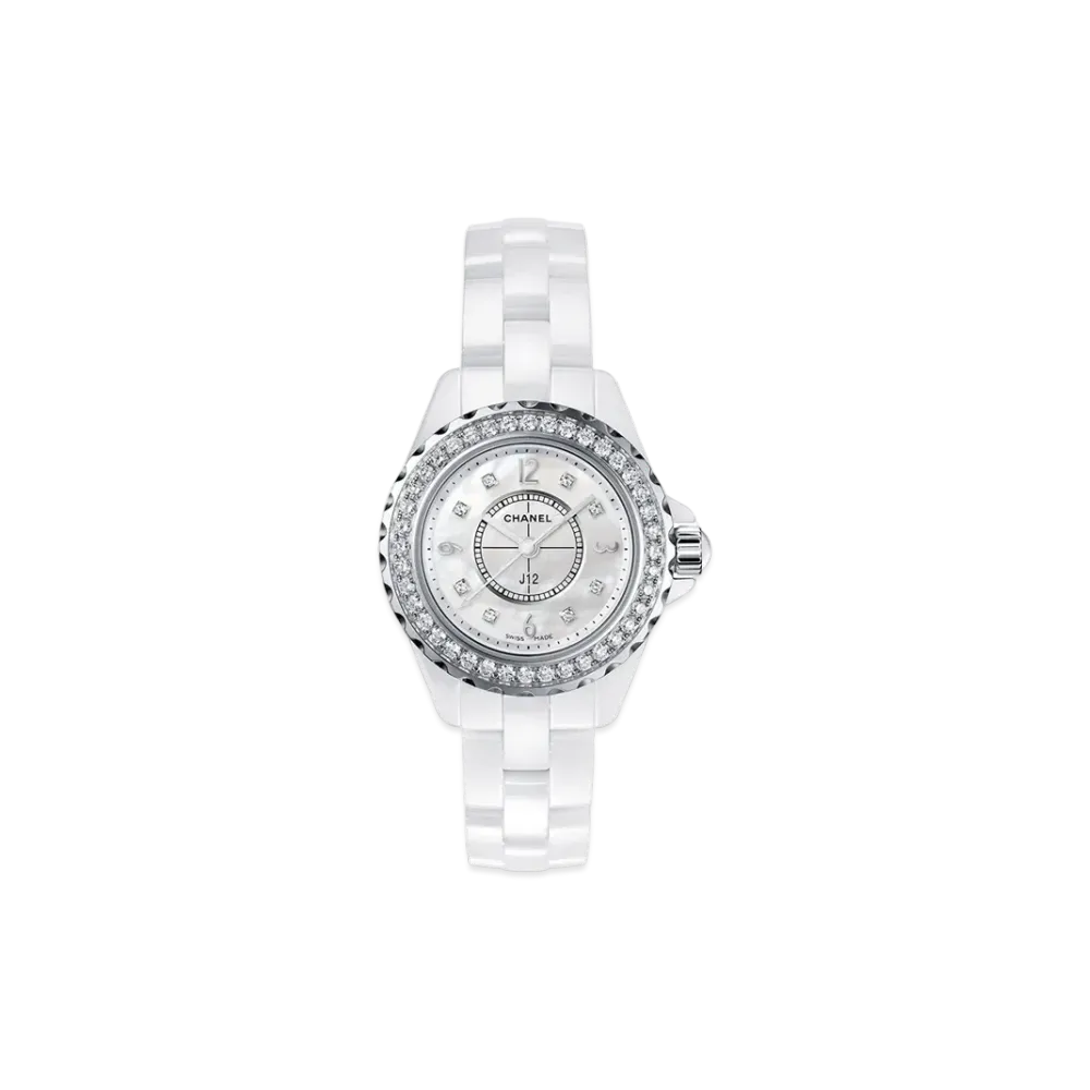 CHANEL J12 Ceramic 29mm 8P/Bezel Diamonds "White"