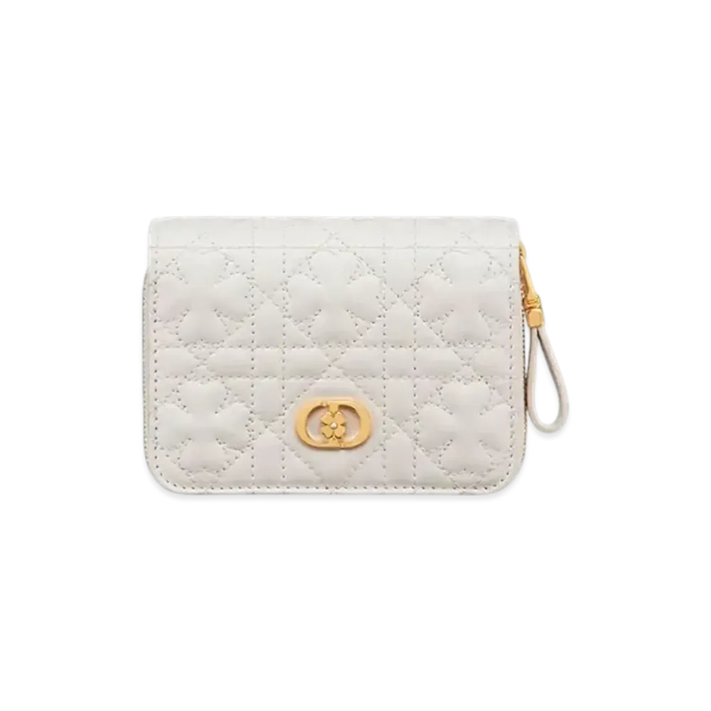 Dior Caro Scarlet Wallet Clover Cannage Lambskin Japan Exclusive "Latte White"