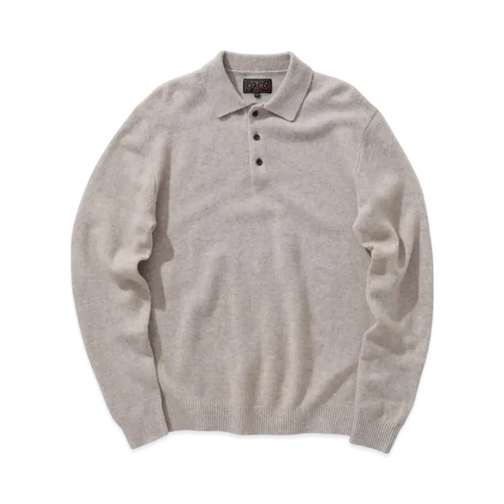BEAMS Knit Polo 9G "Beige"