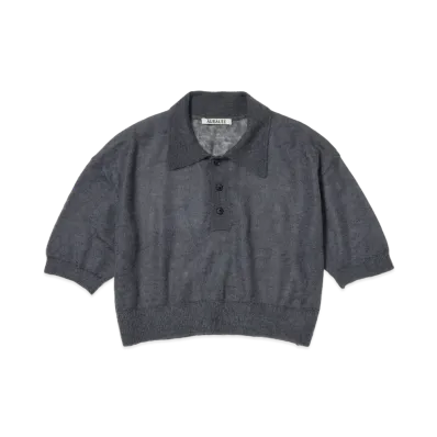 AURALEE Kid Mohair Sheer Knit Short Polo "Dark Gray"