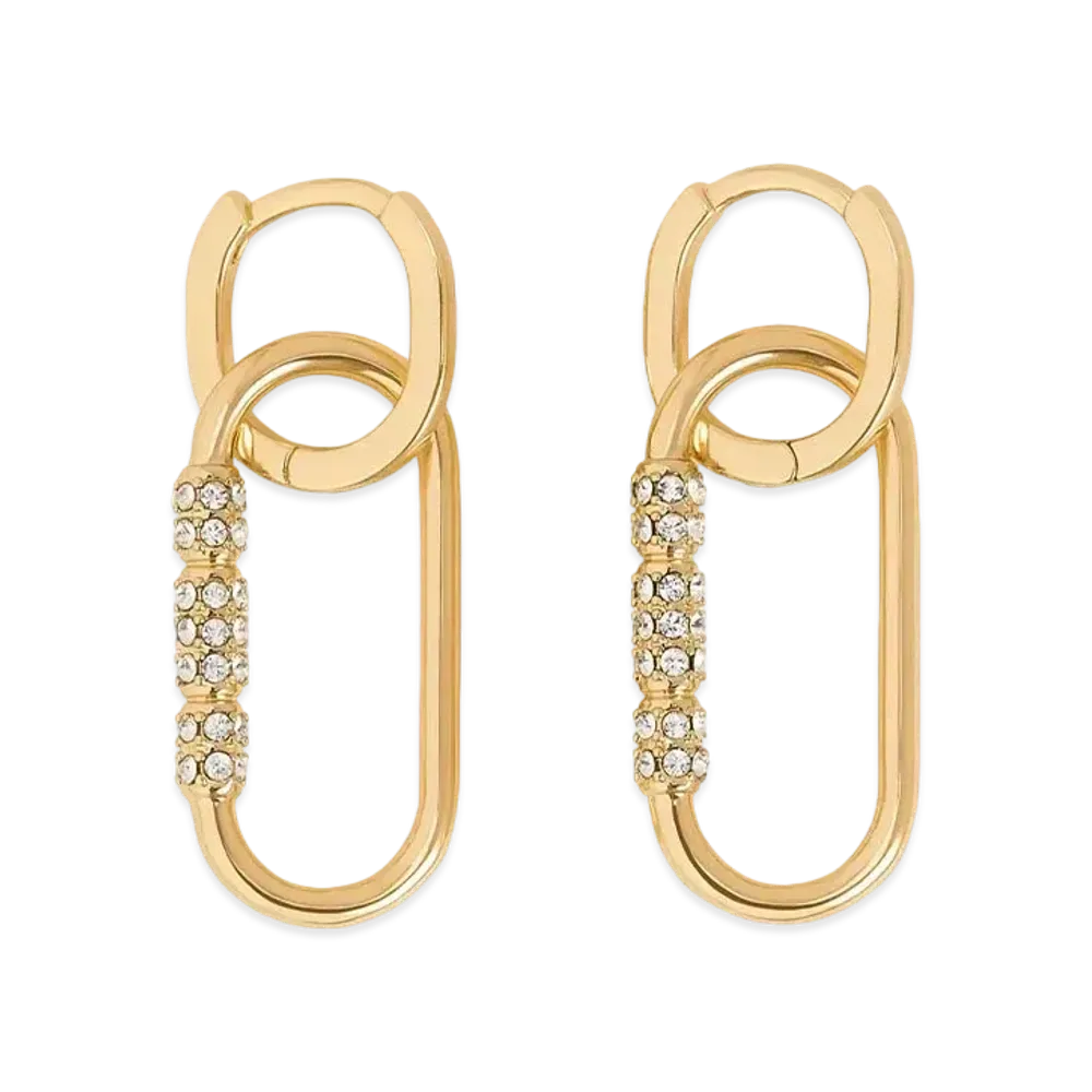 CHARLES & KEITH Regan Crystal Drop Earrings "Gold"