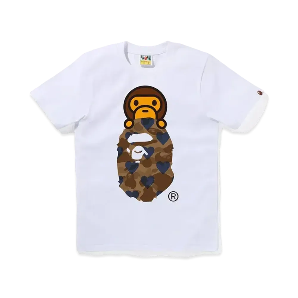 A BATHING APE I Love Bape Milo On Ape Head Tee "White/Brown"