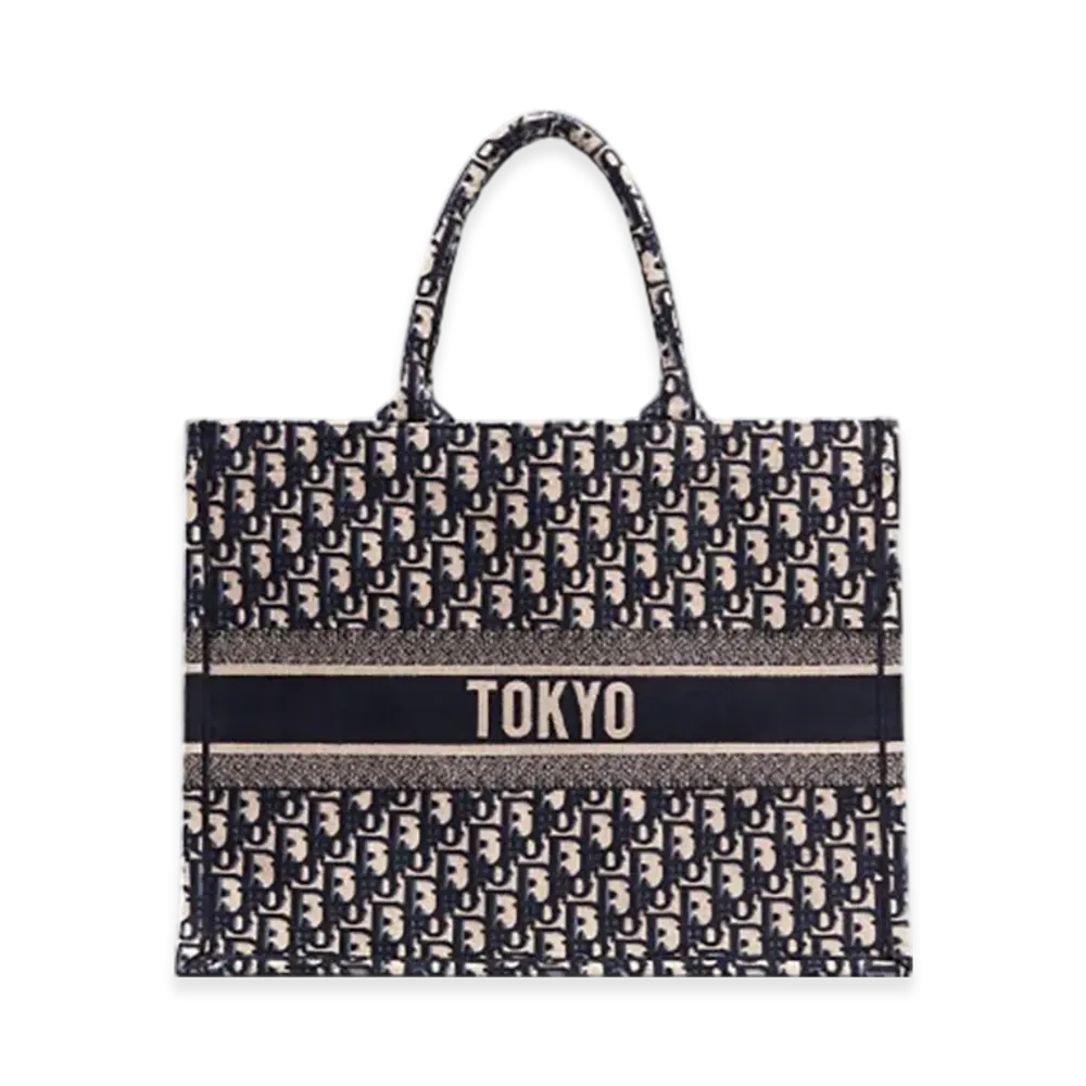 Dior Book Tote Large Bag Oblique Embroidery House of Dior Ginza 1st Anniversary Limited "Ecru/Blue"