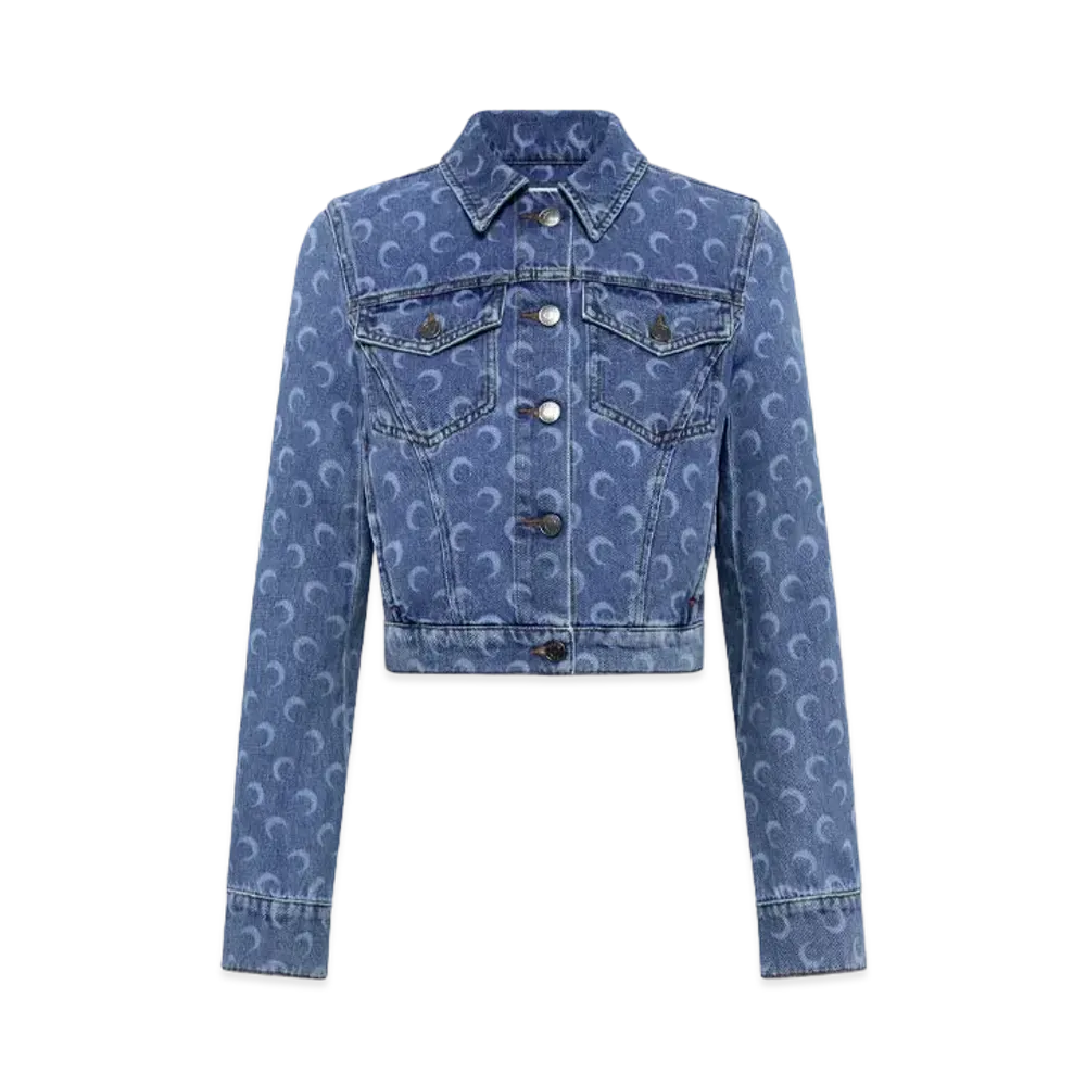 Marine Serre Moon Laser Denim Crop Jeans "Blue"
