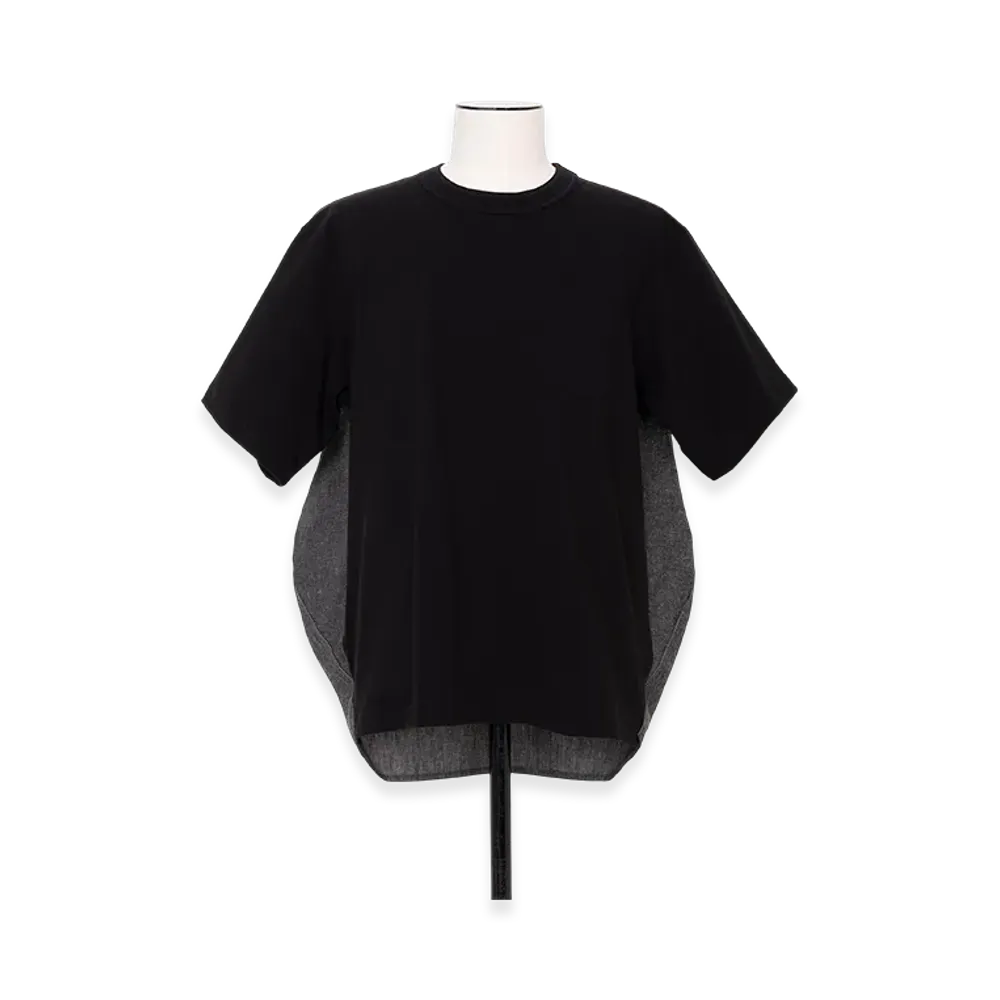 sacai Light Weight Denim x Cotton Jersey T-Shirt "Black"