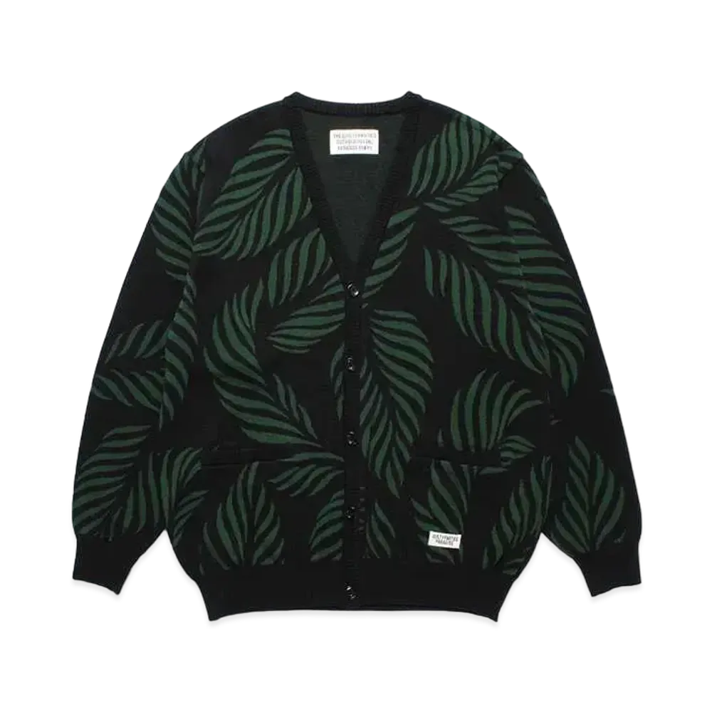 WACKO MARIA Leaf Jacquard Cardigan "Green"