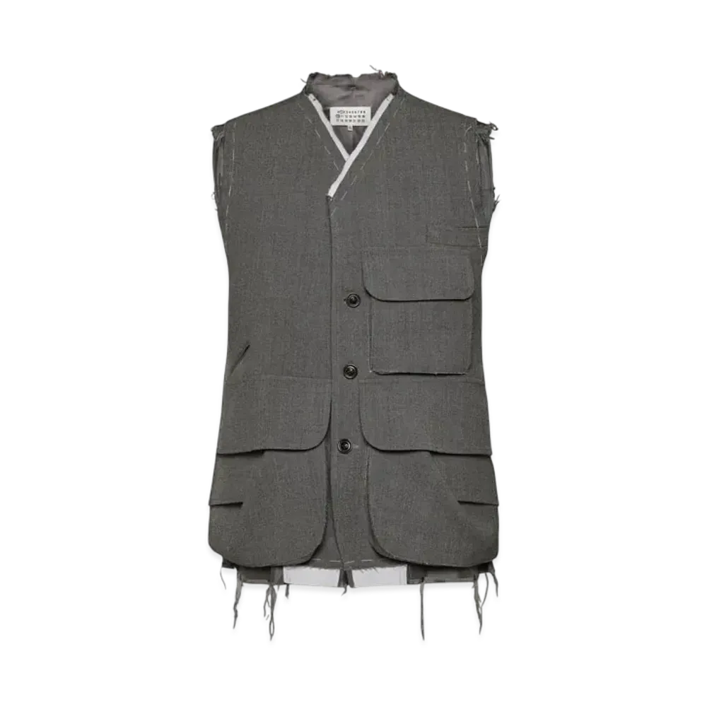 Maison Margiela Men's Sleeveless Wool Jacket "Melange Gray"