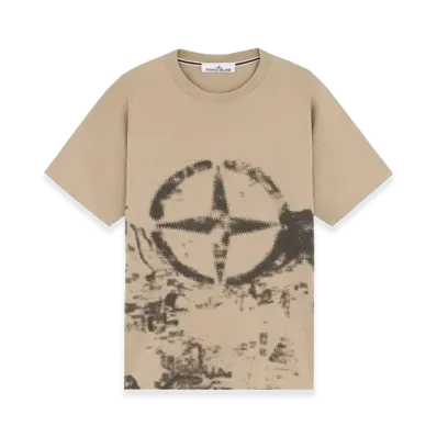 Stone Island 2RCE7 24/2 Cotton Jersey Short-Sleeve T-Shirt with Camouflage Print - 24FW "Dove Grey"