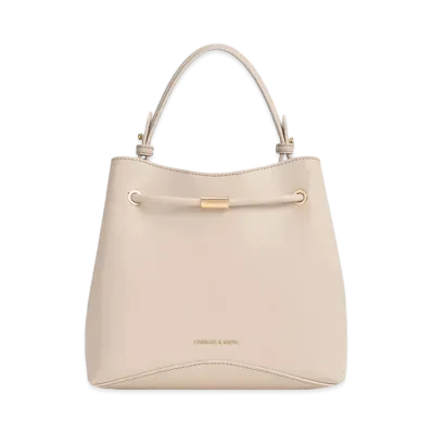 CHARLES & KEITH Civil Geometric Bucket Bag "Oat"