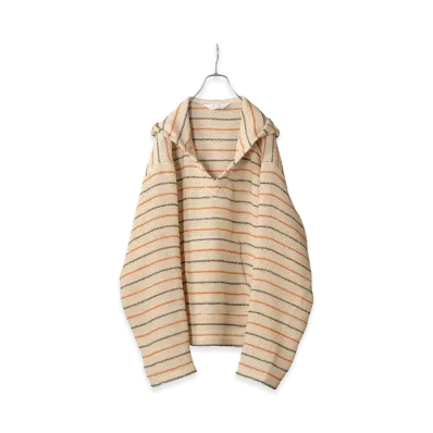 ANCELLM Cut Border Hoodie "Beige"
