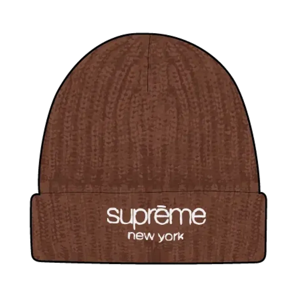 Supreme Chunky Rib Classic Logo Beanie (25FW) "Brown"