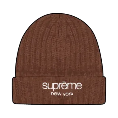 Supreme Chunky Rib Classic Logo Beanie (25FW) "Brown"