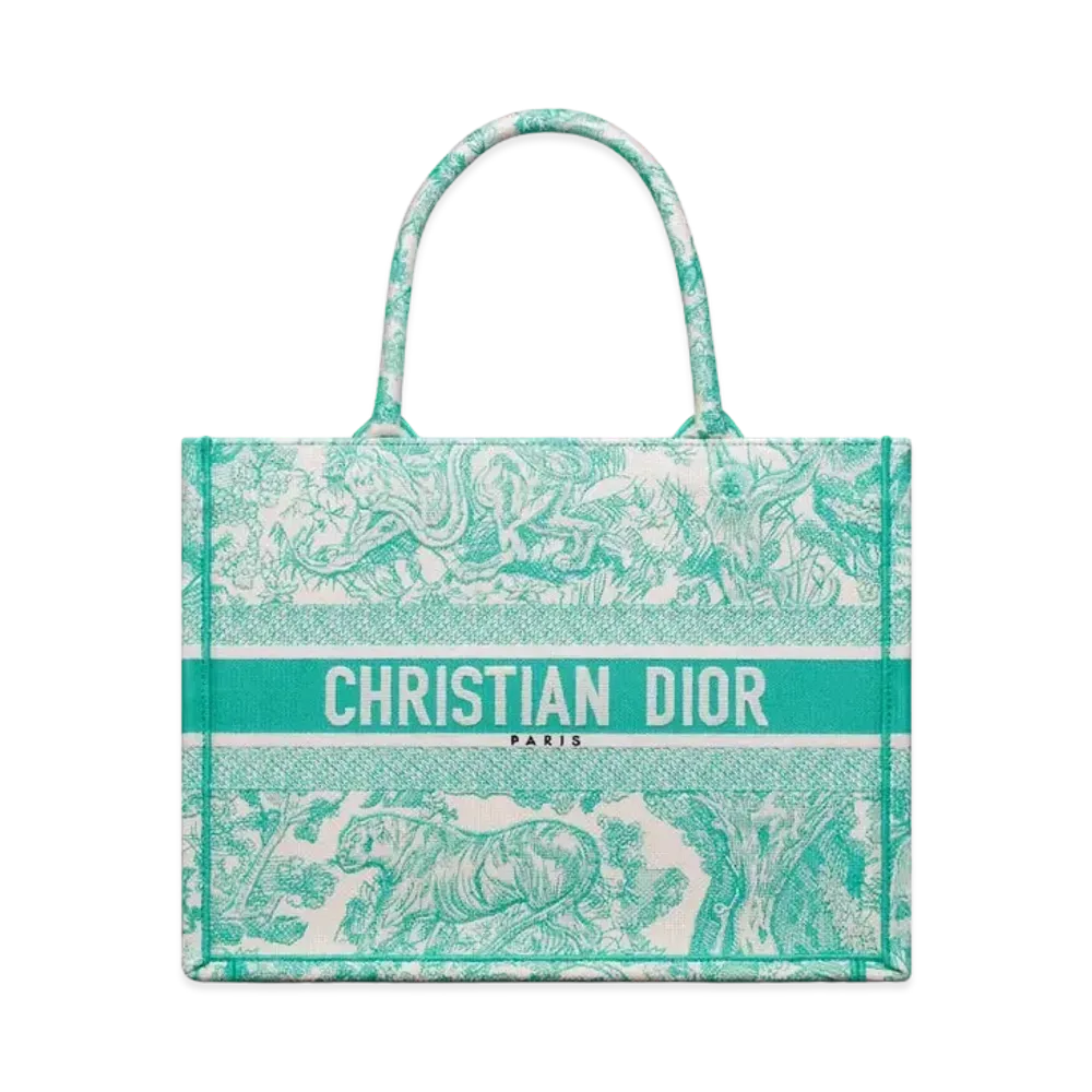 Dior Dioriviera Medium Book Tote Toile de Jouy Embroidery "Aquamarina"