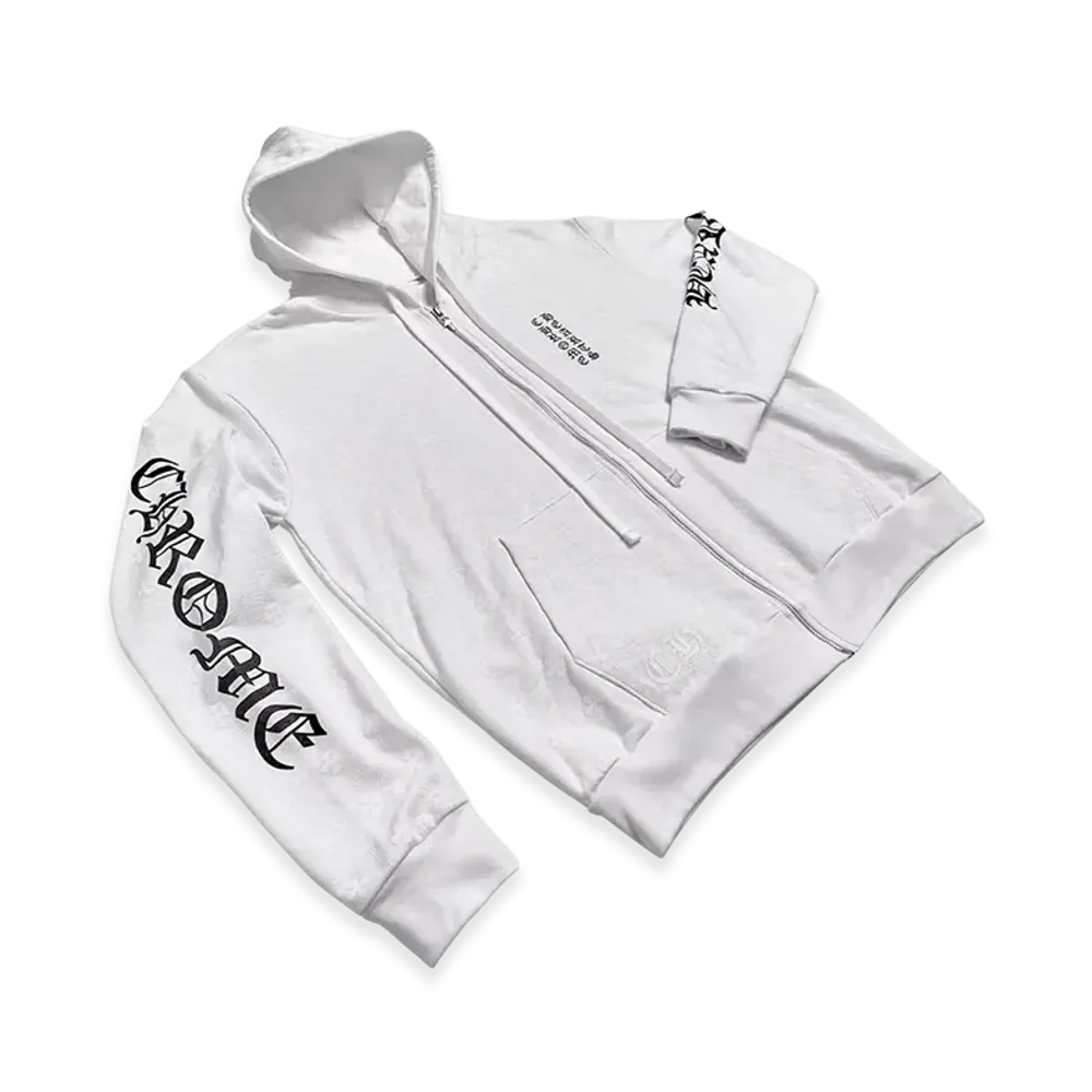 Chrome Hearts Plus Cross All Over Print Zip Up Hoodie "White"