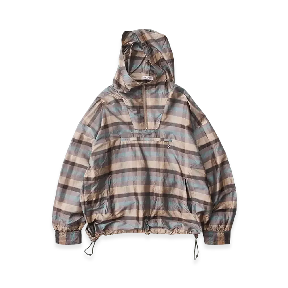 NICENESS Buckler Silk Check Anorak "Blue"