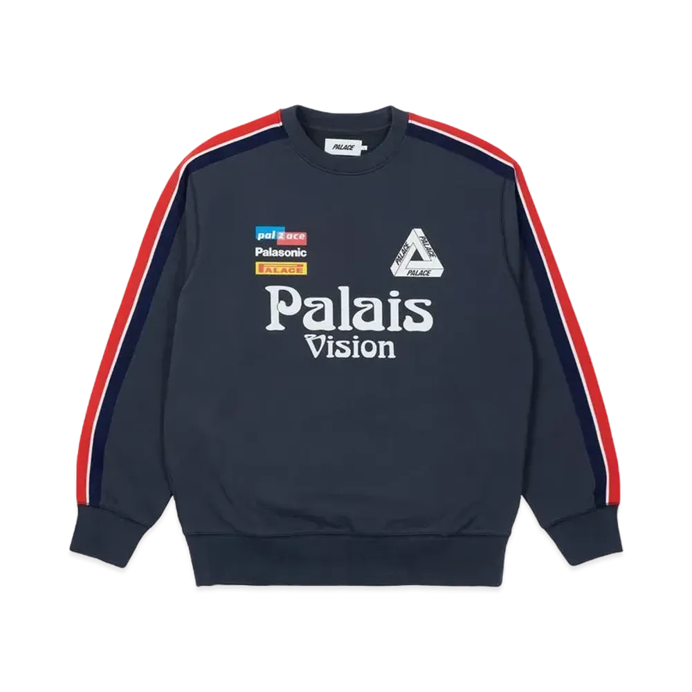 PALACE FLAG STRIPE CREW "Navy"