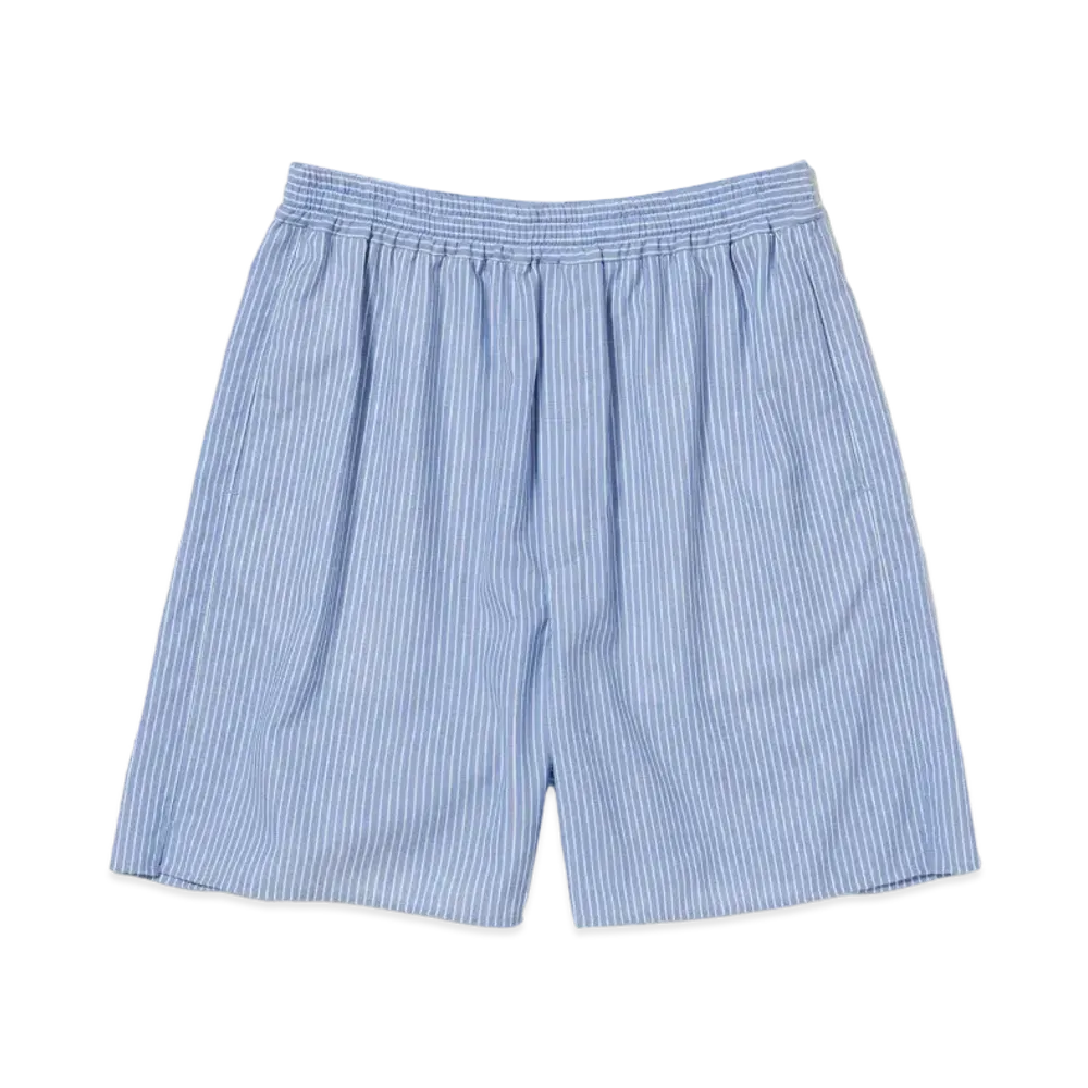 AURALEE Super Fine Wool Stripe Shorts "Sax Blue Stripe"