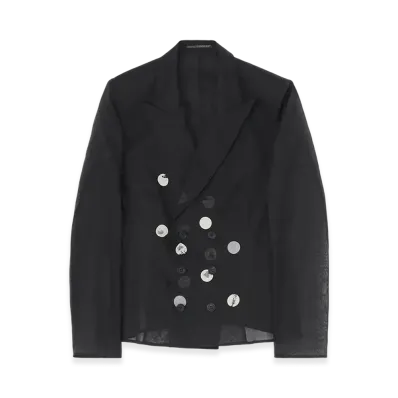Yohji Yamamoto Dot Grey Discharge Print 6B Double Jacket "Black"