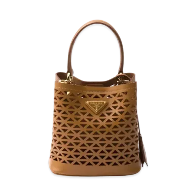 PRADA Panier Leather Mini Bag with Cut-Out Motif "Caramel"
