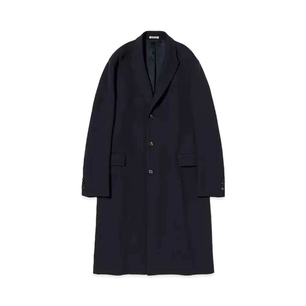 AURALEE Double Cloth High Count Wool Chesterfield Coat "Dark Navy"