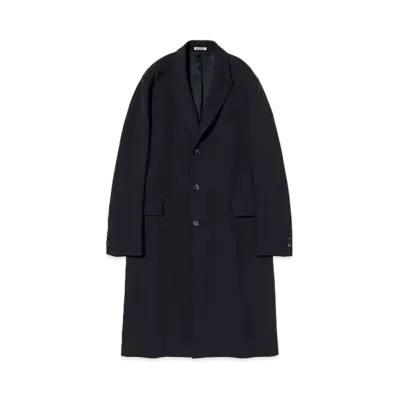 AURALEE Double Cloth High Count Wool Chesterfield Coat "Dark Navy"