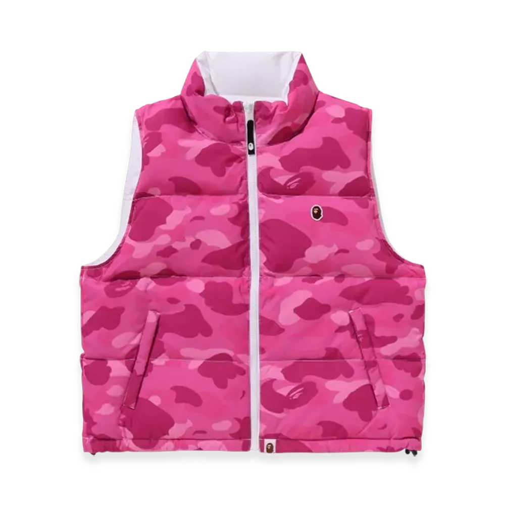 A BATHING APE Color Camo Reversible Down Vest "Pink"
