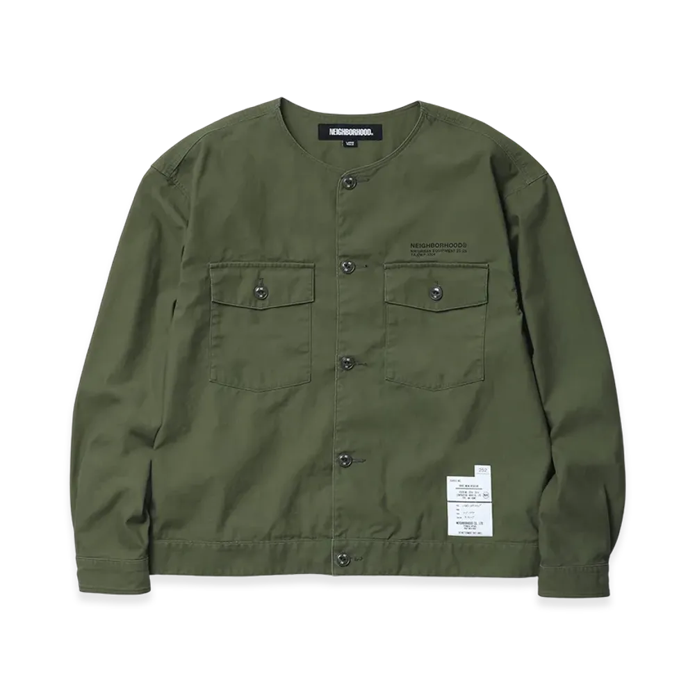 NEIGHBORHOOD No Collar Shirt Ls "Olive Drab"
