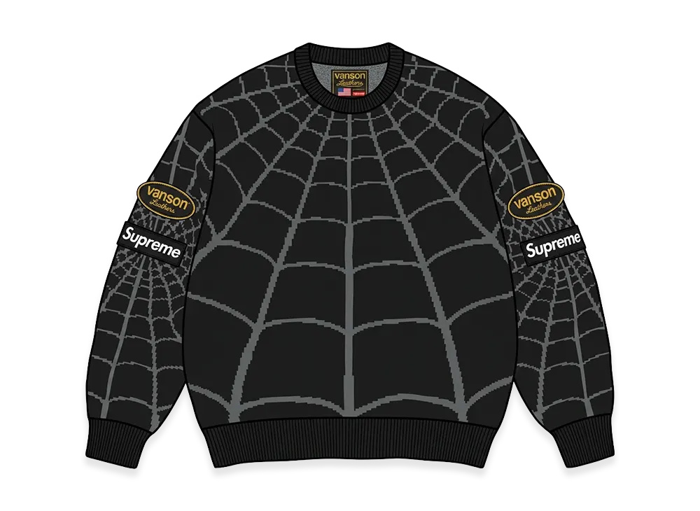 Supreme x Vanson Leathers Spider-Man Sweater "Black"