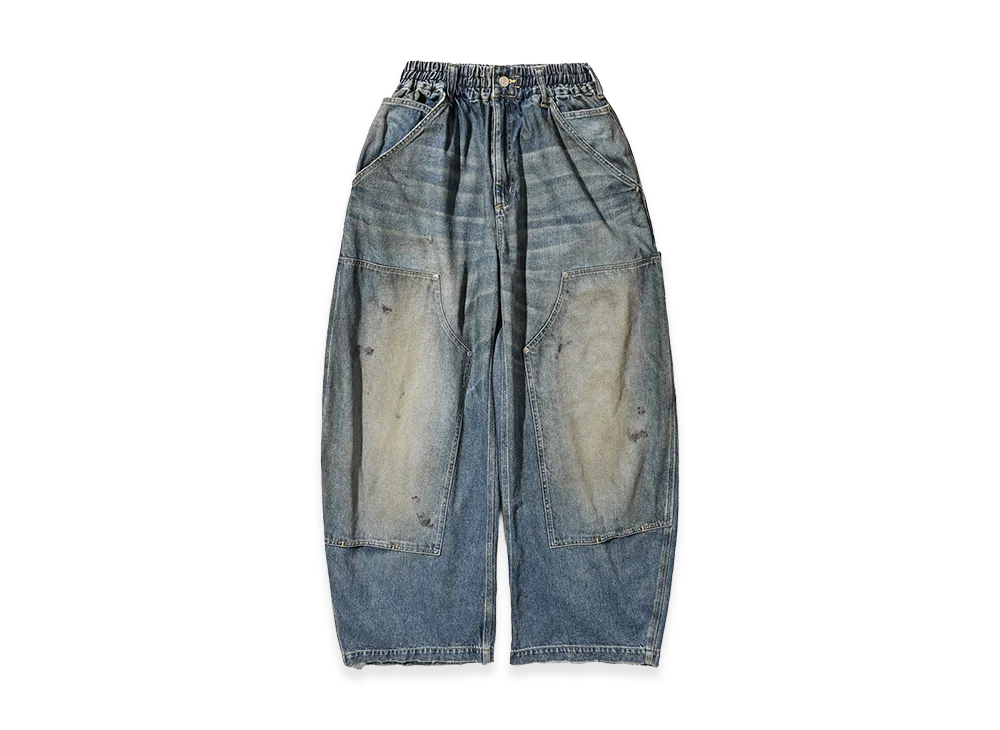 CLESSTE Vintage Dyed Selvedge Denim Double Knee Curved Worker Pants "Vintage Light Indigo"
