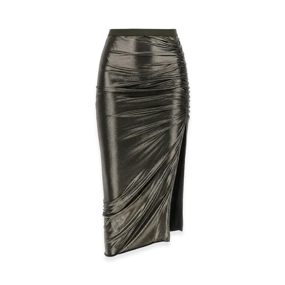 Rick Owens Women's Draped Midi Skirt "Silver"
