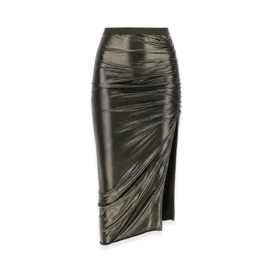 Rick Owens Women's Draped Midi Skirt "Silver"