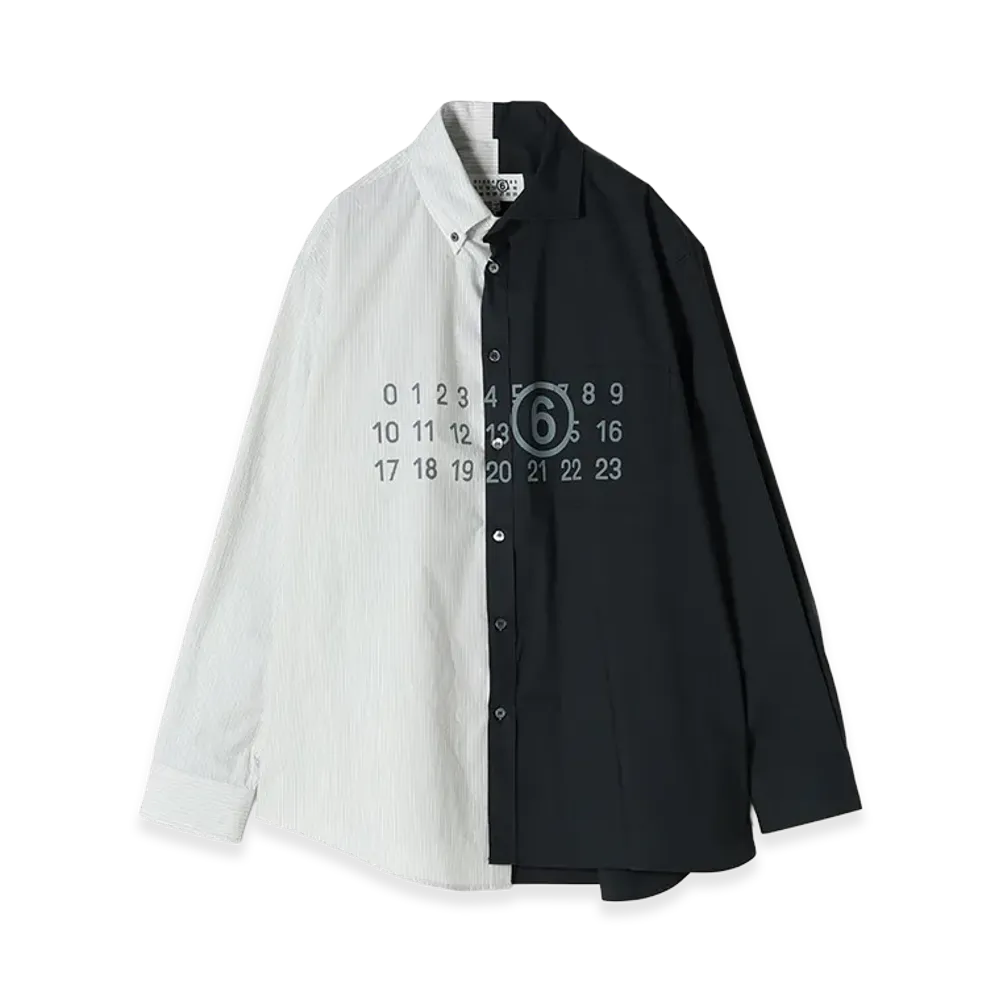 MM6 Maison Margiela Two-Tone Cotton Poplin Shirt "Black"