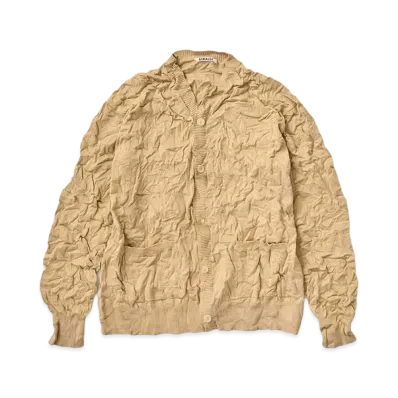 AURALEE Wrinkled Dry Cotton Knit Cardigan "Beige"